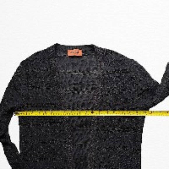 Vintage Missoni Black Zig Zag Chevron Open Front Cardigan Sweater Size 6 - Picture 5 of 15